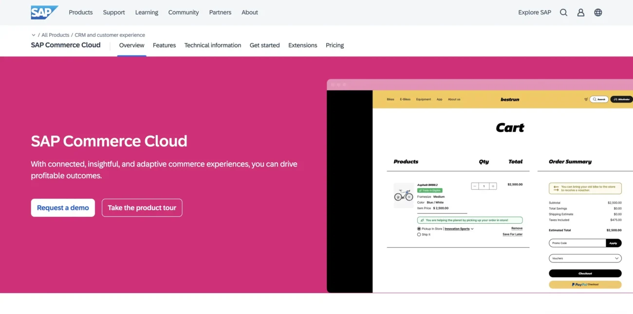 SAP Commerce Cloud website best b2b ecommerce platforms