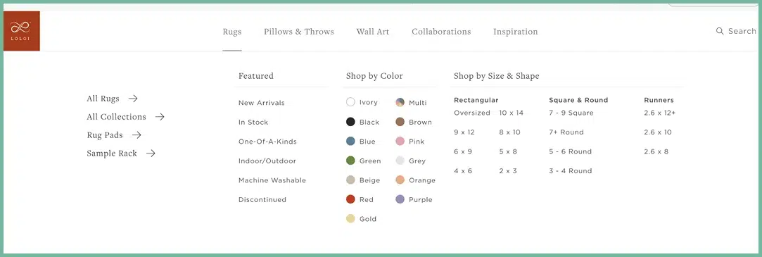 Advanced filtering options accessible from main navigation