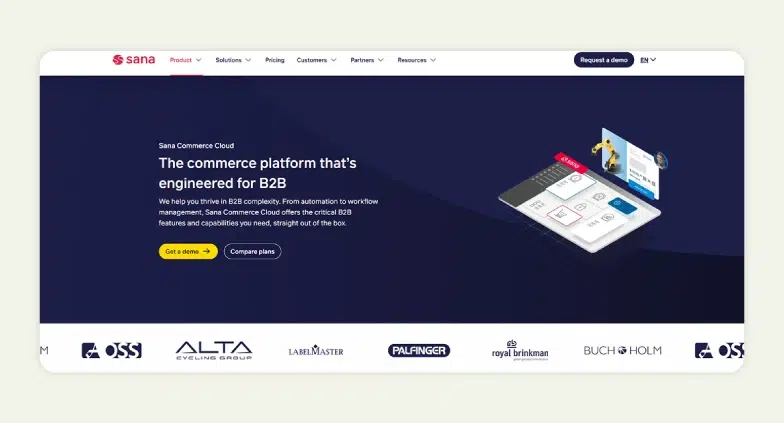 Homepage of Sana Commerce Cloud