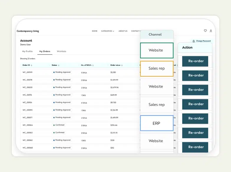 One-click re-order functionality in the orders page of WizCommerce