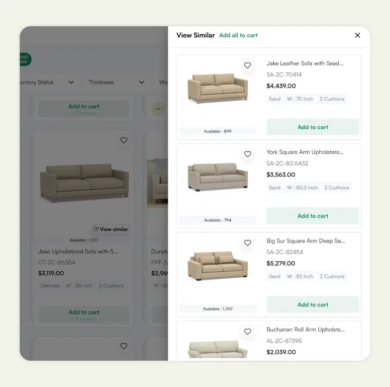 View similar product suggestions in WizOrder